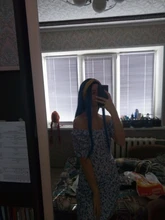 Blue Wig Synthetic-Wigs Heat-Resistant-Fiber Middle-Part Linghang Black Natural Straight