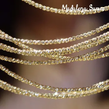 MADALENA SARARA Women Choker 18k Yellow Gold Car Pattern Cutting Bead Chain Ajustable Necklace Women Au750 Handmade 3