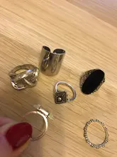 Tocona 6 unids/set Bohemia Color de plata antiguo Cross Arrow de diamantes de imitación negro anillos de encanto establece para las mujeres joyería de fiesta de кольца 3450