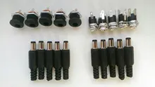 Fuente de alimentación de 5,5mm x 2,1mm, 5,5x2,1 CC, Conector de clavija + adaptador de Terminal de montaje de Panel de Metal hembra, enchufe, conectores DC