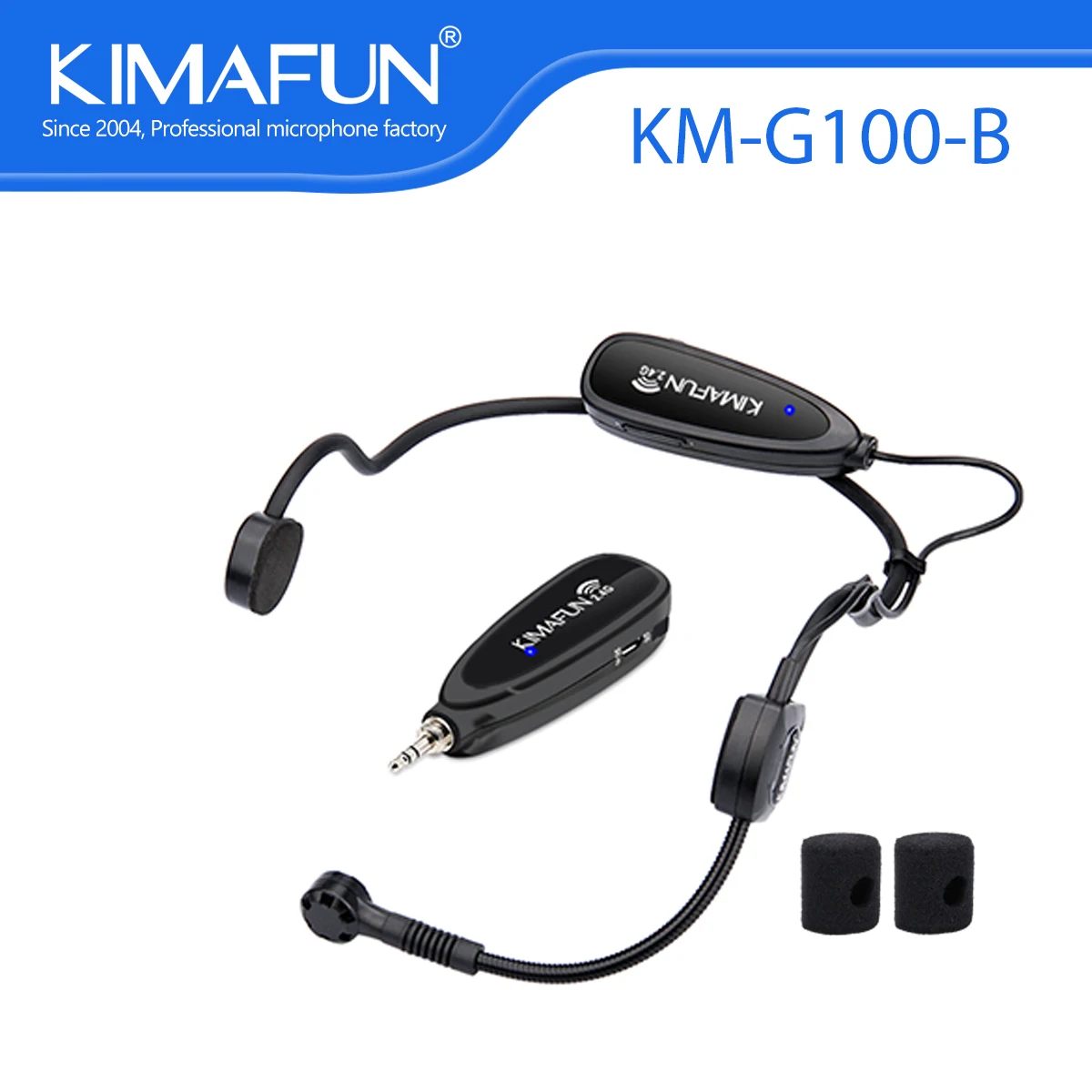 Kimafun充電式2.4gワイヤレスヘッドセットマイクシステム