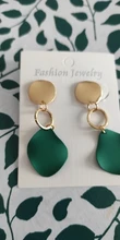 Pendientes con clip geométrico para mujer, aretes Vintage rojo, verde, blanco, con orificio sin pendiente, joyería coreana Irregular 2019