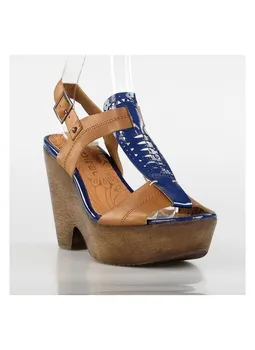 

Sandal brown and blue patent leather a28