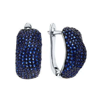 

Silver earrings with spinels synthetic sunlight sample 925