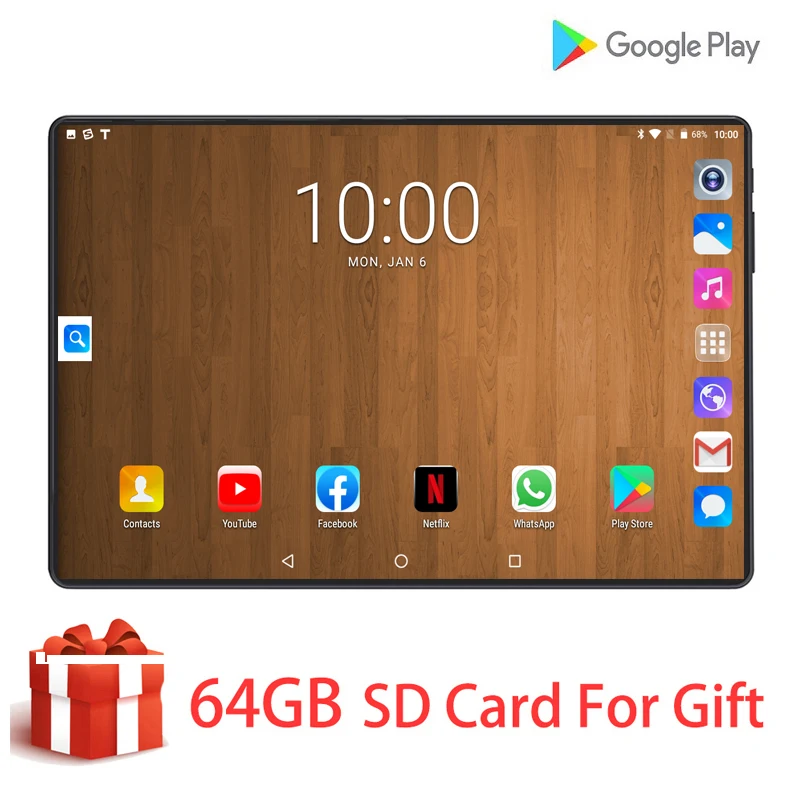

10.1 Inch Tempered Glass 2.5D Tablet Pc Octa-Core RAM 6GB ROM 128GB 4G LTE Phone Call Wifi GPS Bluetooth Sim Card Tablet Android