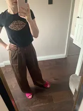 2021 Retro de Color sólido salvaje recto ancho pierna Pantalones mujer primavera nueva moda Coreana de cintura alta pantalones largos