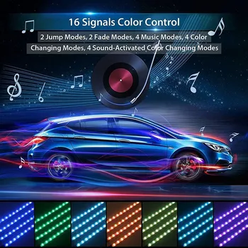 

LED Car Foot Light Ambient Lamp With USB Wireless Remote Music Control Multiple Modes Automotive Interior Decorative Lights
