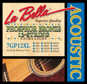 

7gp12xl string kit for acoustic 12-string guitar 9-48 la Bella