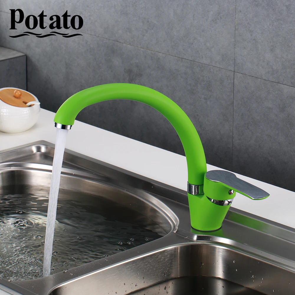 

Potato Kitchen Basin Faucet Colorful Spray Painting Single Hole Modern Design One Handle Cold And Hot Water Tap p59237-