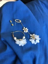 Drop-Earrings Flower-Petal Arcylic Trendy Jewelry Irregular Korean White Cute Women 