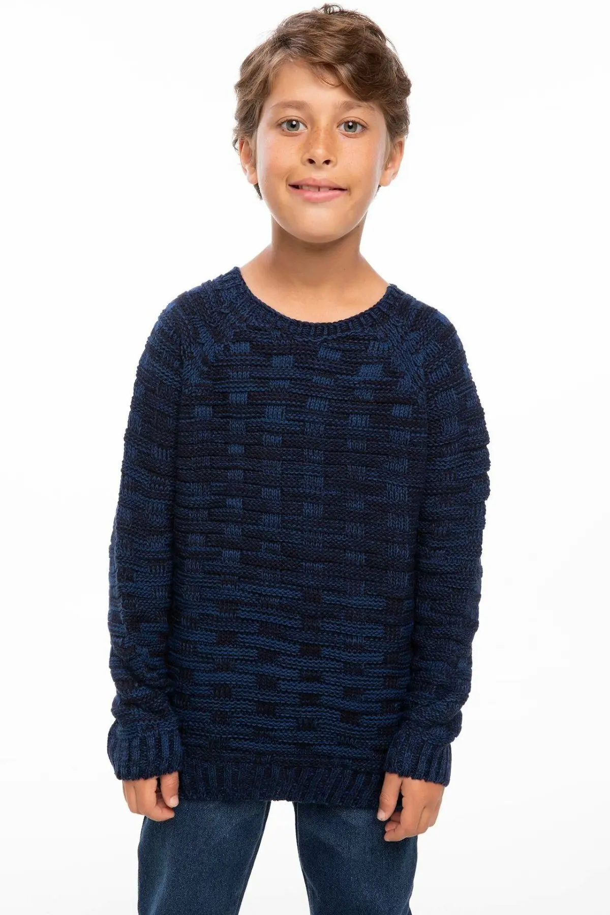 

DeFacto Boy Fashion Chic Pattern Pullovers Casual O-neck Knitted Long Sleeves Tops Autumn Leisure Loose Boys - I9104A618AU
