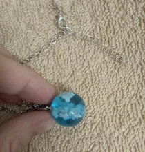 Collar con colgante de Luna y Bola de resina transparente para mujer, collar con cadena de nubes azules y blancas, regalos de joyería para niña