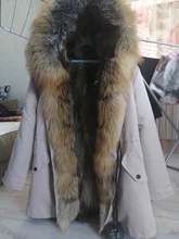 BLUENESSFAIR-Chaqueta larga impermeable de invierno para mujer, abrigo de piel de zorro y mapache Natural, ropa de calle extraíble, 2020
