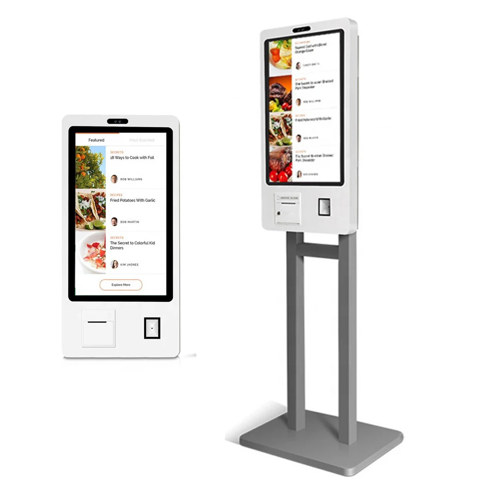 

21.5 inch self order service kiosk stand or wall mounting (android or windows, printer, barcode reader, software not included)