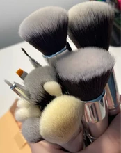 Conjunto de negras brochas maquillaje BEILI, brochas profesionales de pelo Natural de cabra, brochas para base de maquillaje en polvo, brochas para mezclar ojos y maquillaje