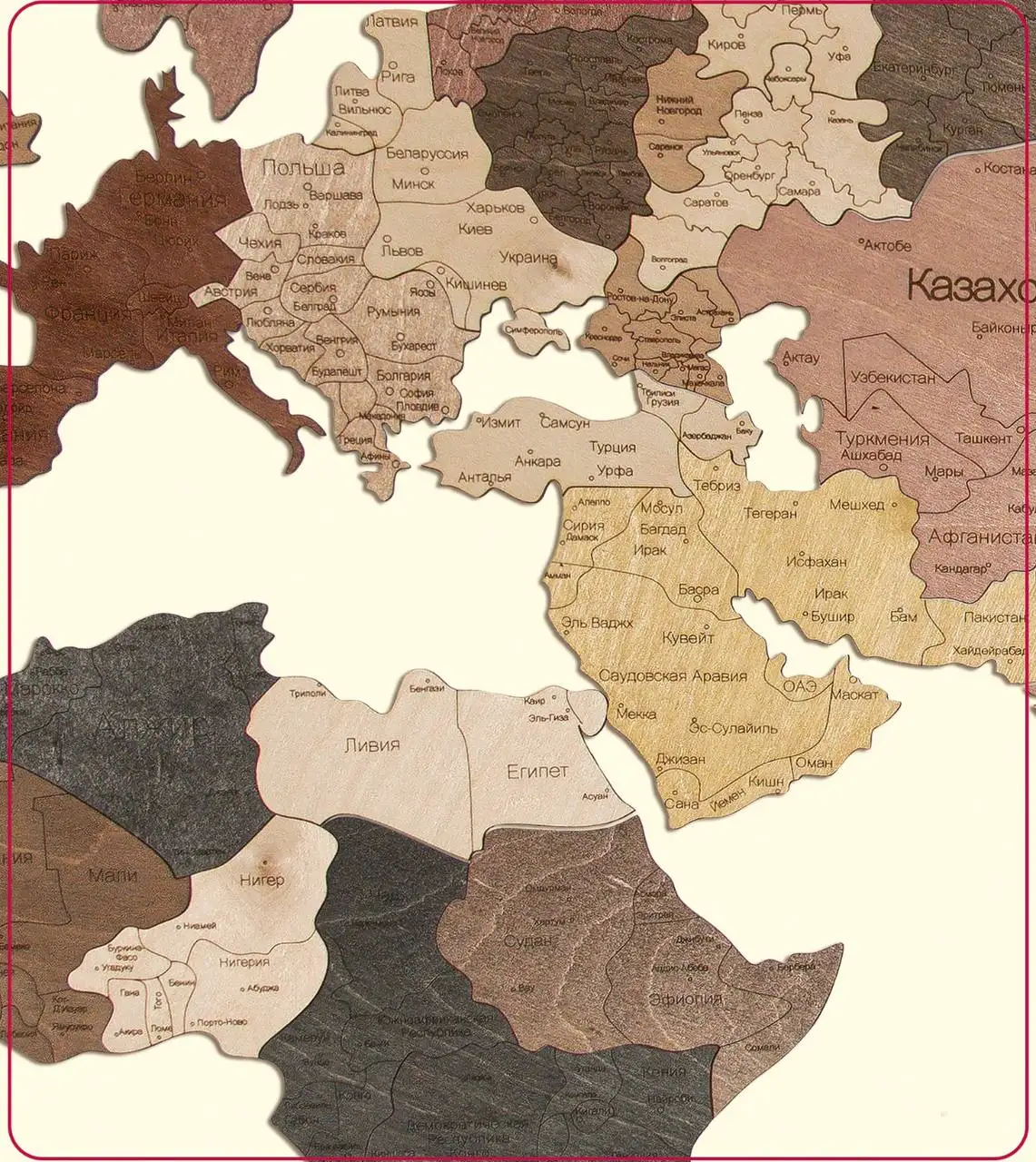 Interior world map made of wood 160*85 cm on the wall/wall decor/wooden puzzles for children/room and cabinet design