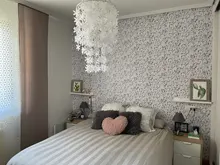 Leaf Wallpaper Stick Self-Adhesive Bedroom Vinyl Floral Home-Decor Wall-Green/grey Peel