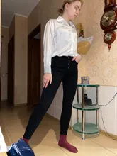 Pencil Jeans Pants Tight-Trousers Slim-Fit Four-Buttons Skinny Stretch Denim Vintage