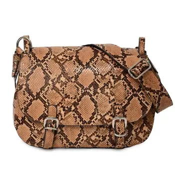 

KINSTON Alba Messenger Bag-adjustable Strap-Snake Style - Camel