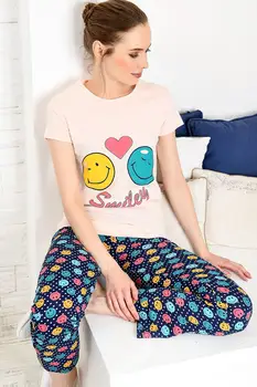 

Trend Alacati Style Women Black Printed Pajamas set ALC-X3967