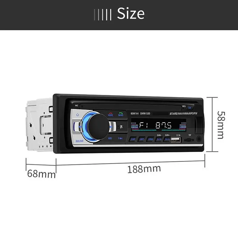 1 Din Bluetooth Авторадио автомобиля стерео радио FM Aux вход приемник TF USB 12 В в-тире автомобиля MP3 мультимедийный плеер 1Din