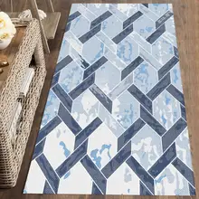 Else Blue с геометрическим шестиугольным современным нордеком 3d принтом Нескользящая микрофибра моющийся длинный коврик коврики для прихожей