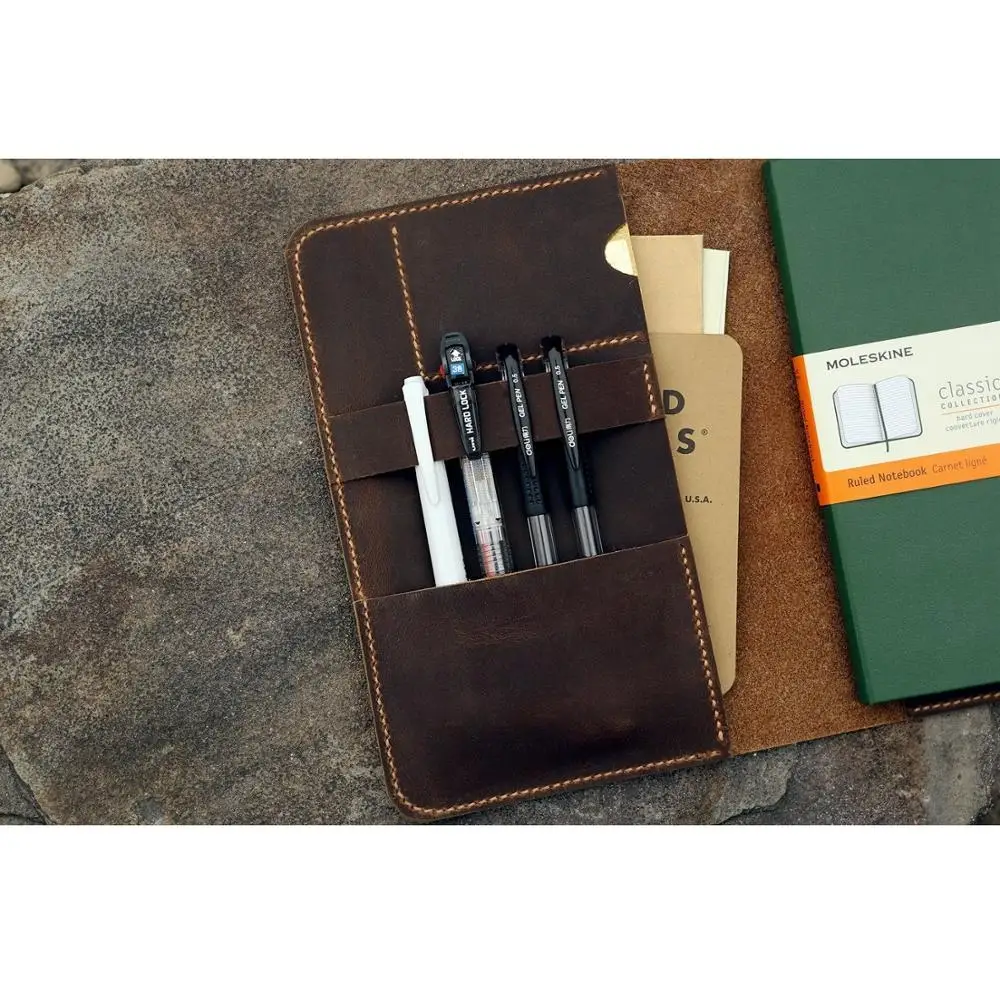 Персональный кожаный чехол moleskine с держателем для ручек, пользовательский кожаный чехол для больших журналов moleskine volant cahier journal notebook