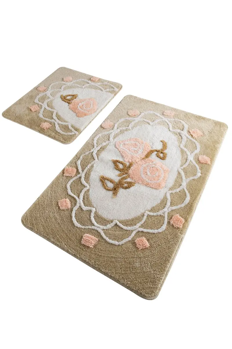 Коврики для ванной нескользящие Противоскользящие коврики противоскользящие кружевные лососевые 2'Li набор 60X100 см-50X60 см