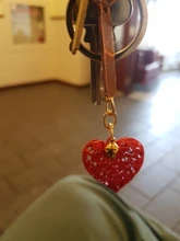 Llavero con forma de corazón de metal, reloj de metal colorido y reloj, colgante de llavero, regalo 1