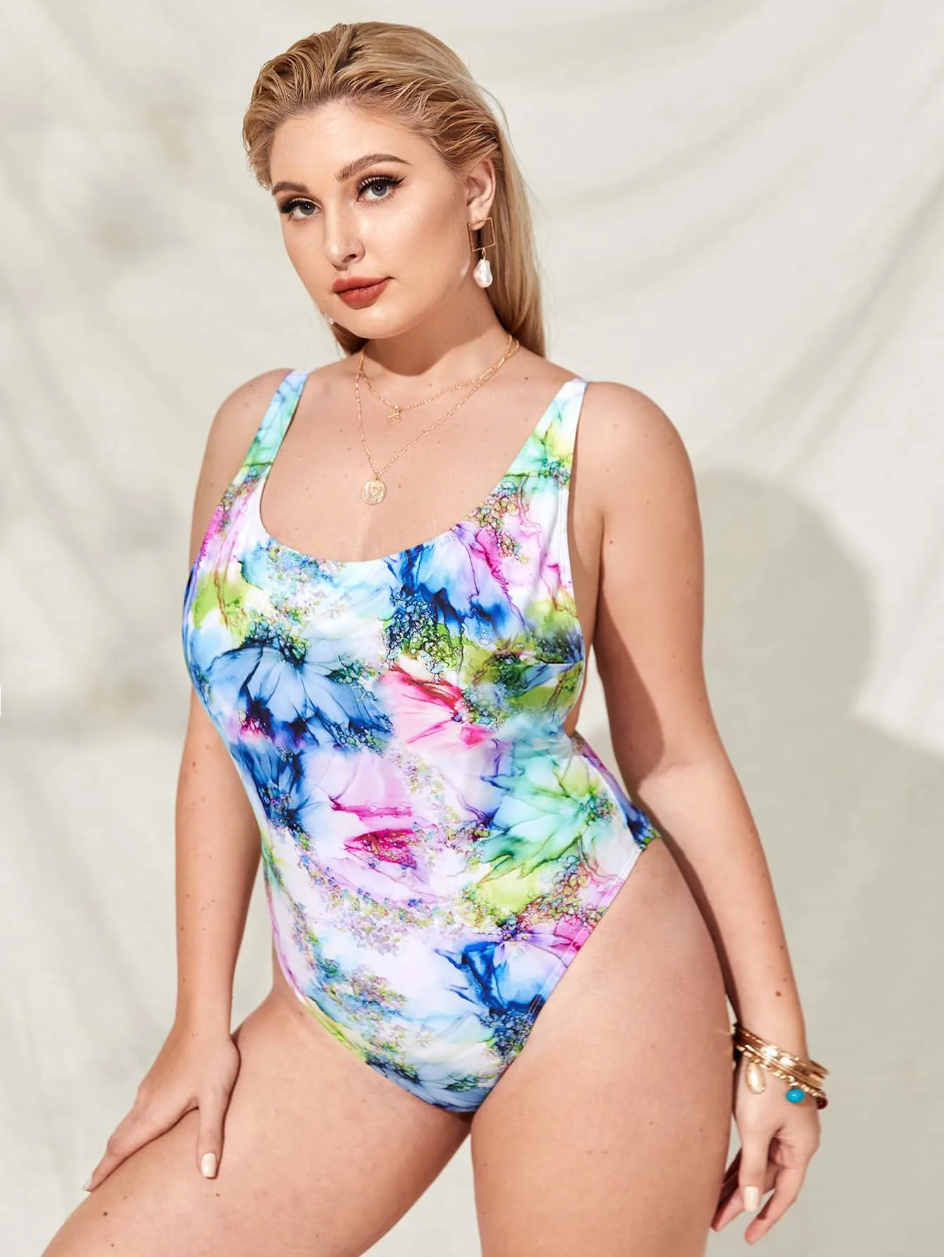 Printed Fashion Large Size Swimsuit Floral One Piece Ladies Sexy Swimsuit Beach cover up cover up beachwear