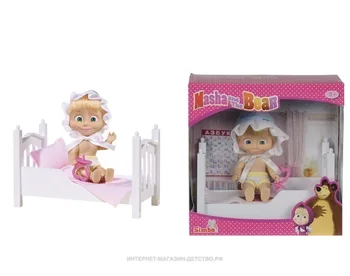 

Doll Masha with a crib and accessories., 12/48