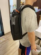 BOPAI-mochila informal de cuero genuino para hombre, bolsa para ordenador portátil, impermeable, color negro