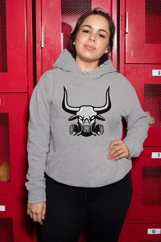 

Angemiel Wear Gas Masker Bull Gray Women 'S Hooded Sweatshirt