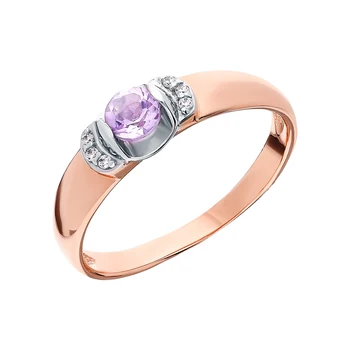 

Gold ring with amethyst and cubic zirconia sunlight sample 585