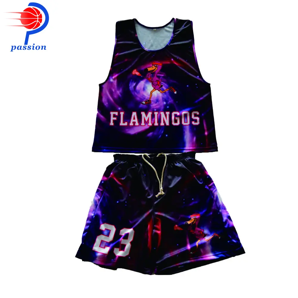 Lacrosse Sleeveless Racer Back Girls Singlet Pinnie Shirts With Sublimated Flamingos