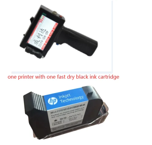 with1 black ink Мобильный портативный ручной струйный портативный термальный струйный принтер для логотипа/даты истечения срока годности/код партии/серийный номер/Этикетка/штрих-код/qr код - Цвет: with1 black ink