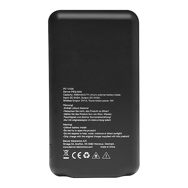 Беспроводной внешний аккумулятор Denver Electronics PBQ-4000 4000 mAh Черный