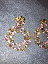 Drop-Earring Statement Jewelry Crystal Bling Sweet Pink Korean Vintage Ztech Wholesale
