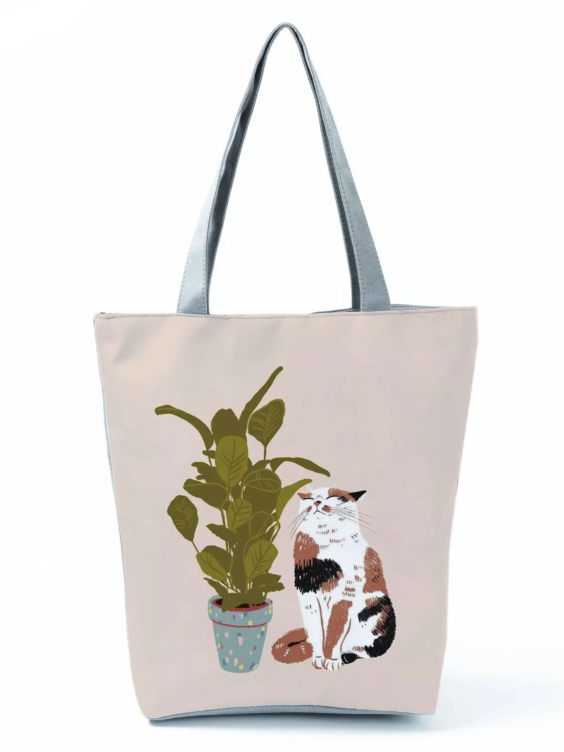 Customize Handbgas Cute Black I Love Cat Painting Women Designer Tote Animal Graphic Eco Reusable Shopping Shopper Bags Foldable women's bags brands	. Totes