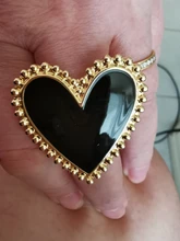 AENSOA-anillos de corazones dorados bohemios para mujer, sortija de esmalte redondo con corazón de amor bohemio para mujer, joyería con estilo de dedo 2019