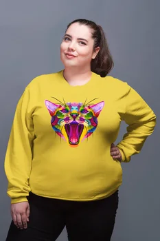 

Angemiel Wear Colorful Cat Yellow Women Sweatshirts