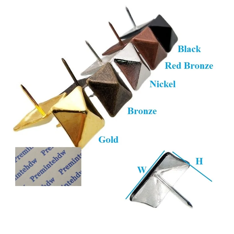 Square Antique Upholstery Nail Decorative Studs Tacks Pyramid Umbrella Head 100Pcs