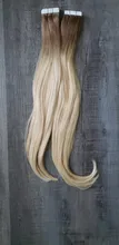 Extensiones de Cabello con cinta brillante, cabello humano Natural Remy de 100%, trama de piel invisible, sin costuras, Color rubio, pegamento para salón