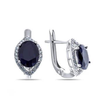 

Silver earrings with sapphire and cubic zirconia