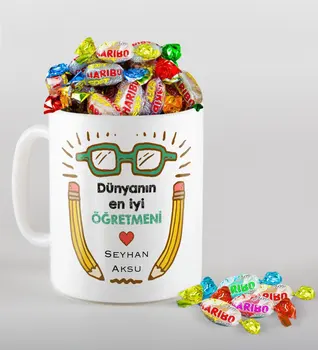 

Personalized World Best Öğretmeni Mug and Haribo Candy Gift Seti-22