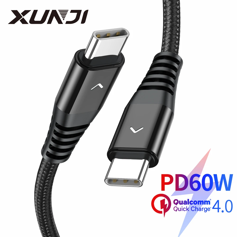 60W Type C To USB Type C Cable PD Fast Charging Data Wire For Samsung S20 Xiaomi QC4.0 Macbook Pro