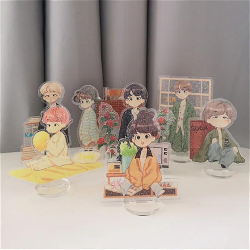 V K POP Bangtan мальчики акриловый стол доска на ножках JUNGKOOK Jimin Kim Tae Hyun J-HOPE мультфильм прозрачная автомобильная доска на ножках Декор YG321 - Цвет: V