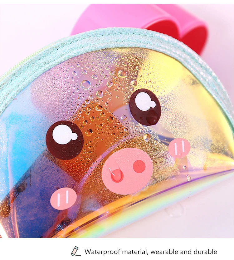 Cute Pig Coin Storage Bag Laser Transparent Key Coin Organizer Cartoon Delicate Storage Pouch Multipurpose Waterproof Organizdor