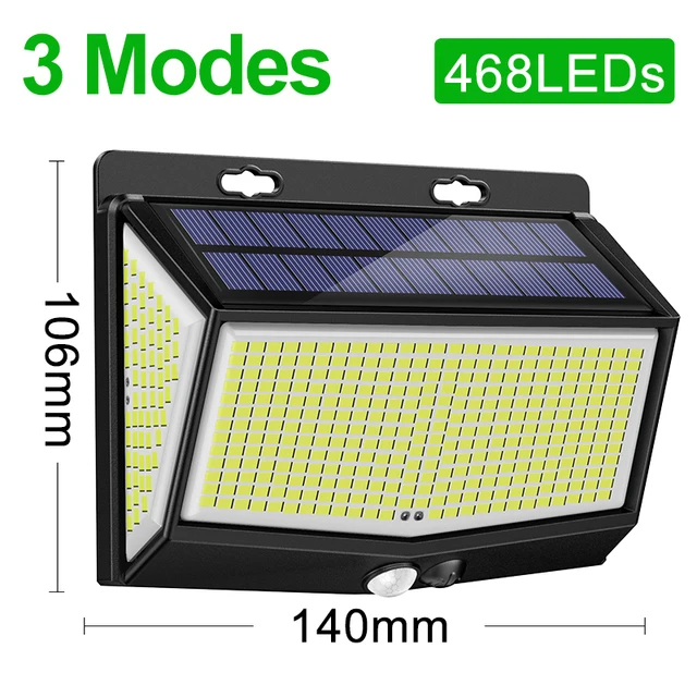 Solar Lights Outdoor 468LED PIR Motion Sensor IP65 Waterproof Outdoor LED Wall Light Motion Sensor Security Lighting for Garden solar lighting system Solar Lamps