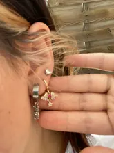 Pendientes de tuerca de alas de Ángel para mujer, de circonia cúbica de oro Real de 14K, joyería delicada, aretes de estrella de corazón de estilo romántico